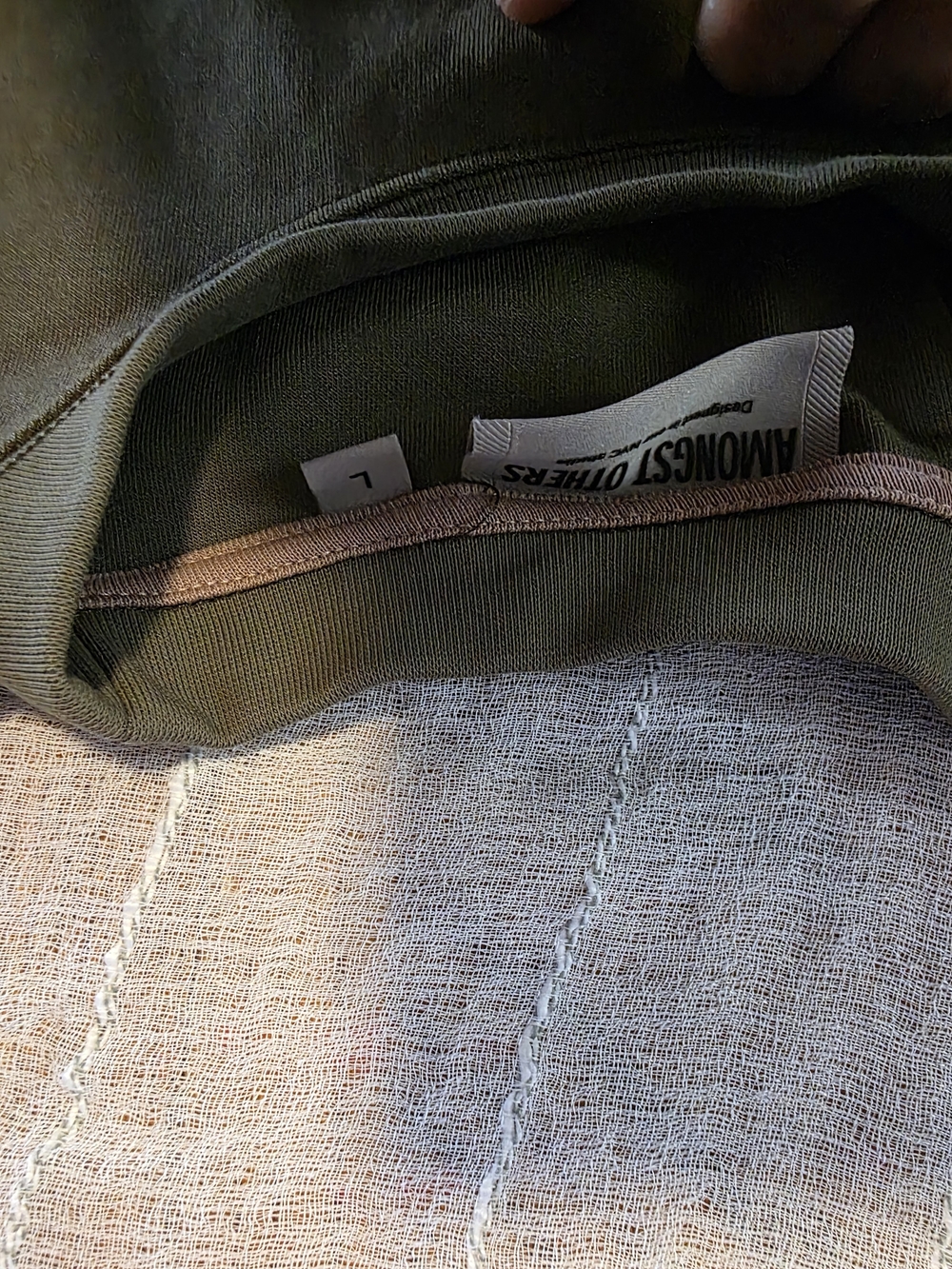 Amongst Others Army Green Tee with Contrast Trim
